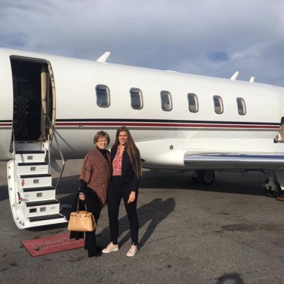 Aline in Bob and Linda's jet